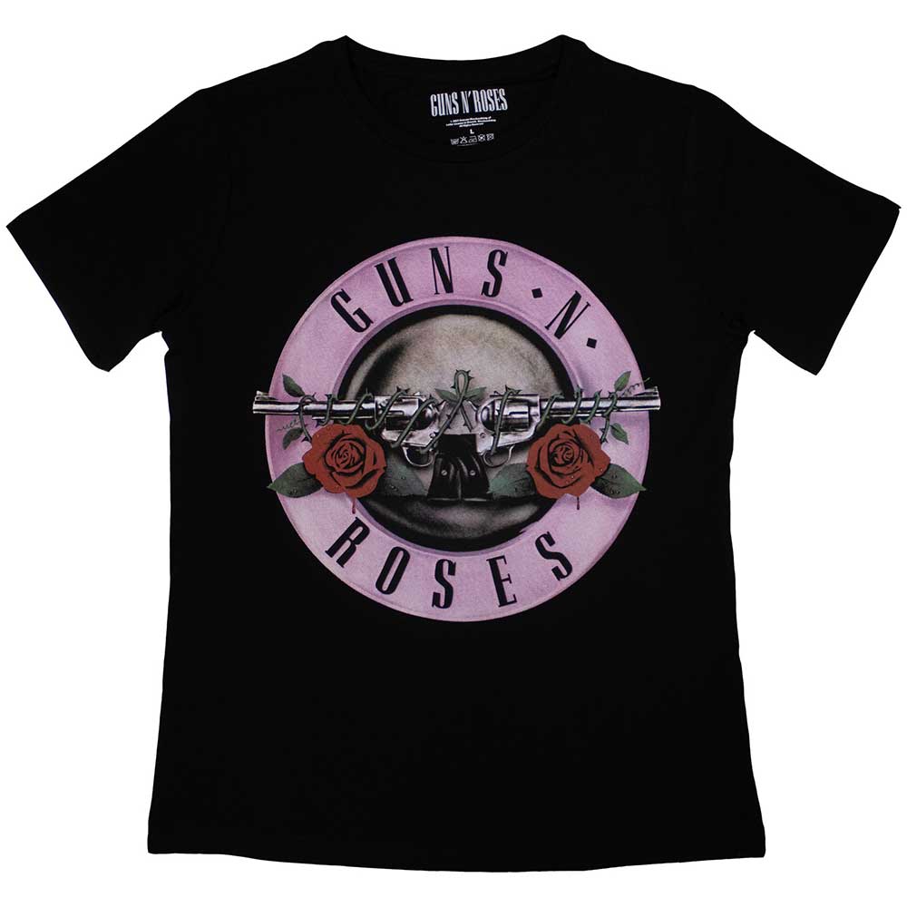 Guns N'Roses Ladies T-Shirt - Classic Pink Logo - Official Licensed Design