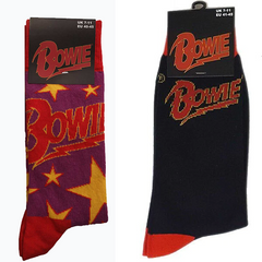 David Bowie Socks - 2 x Pairs / 2 Designs - Official Licensed Music Gift (UK Size 7-11)