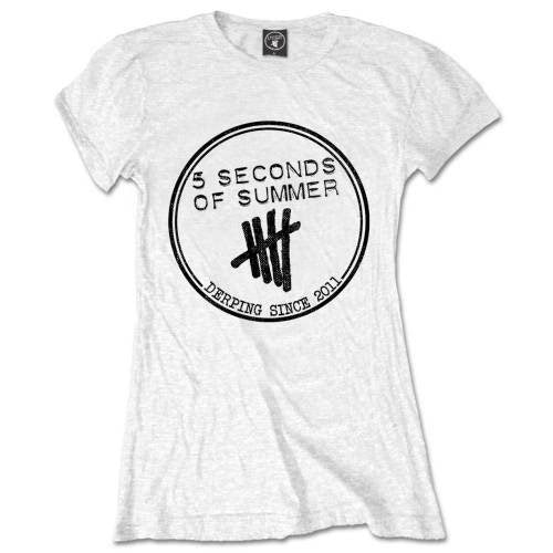 5 Seconds of Summer Ladies T-Shirt - Derping Stamp (Skinny Fit) - Official Licensed Design - Worldwide Shipping - Jelly Frog