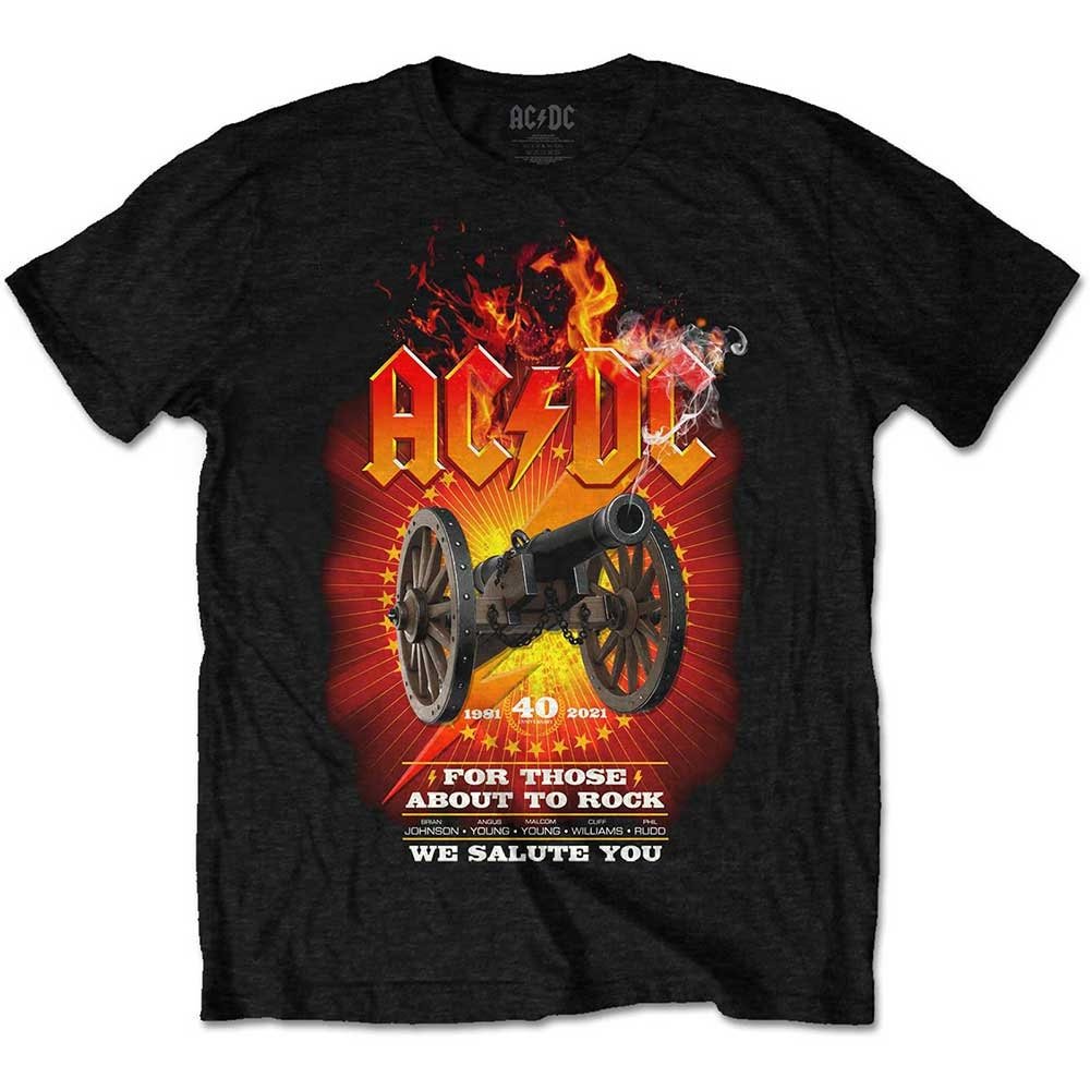 AC/DC T-Shirt - For Those About To Rock Flaming (Back Print) - Unisex Official Licensed Design - Worldwide Shipping - Jelly Frog