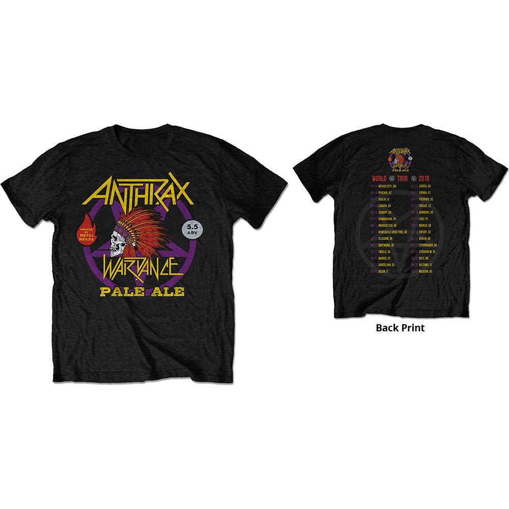 Anthrax T-Shirt - War Dance Pale Ale World Tour 2018 (Back Print) - Unisex Official Licensed Design - Worldwide Shipping - Jelly Frog