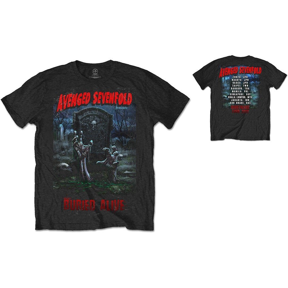 Avenged sevenfold Unisex T-shirt - Buried Alive Tour 2012 (Back Print) - Official Licensed T-Shirt - Worldwide Shipping - Jelly Frog