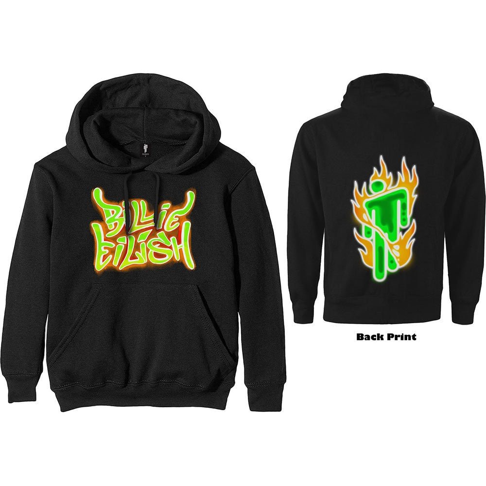 Billie Eilish Unisex Hoodie - Airbrush Flames Blohsh Black- Official Licensed Design - Worldwide Shipping - Jelly Frog