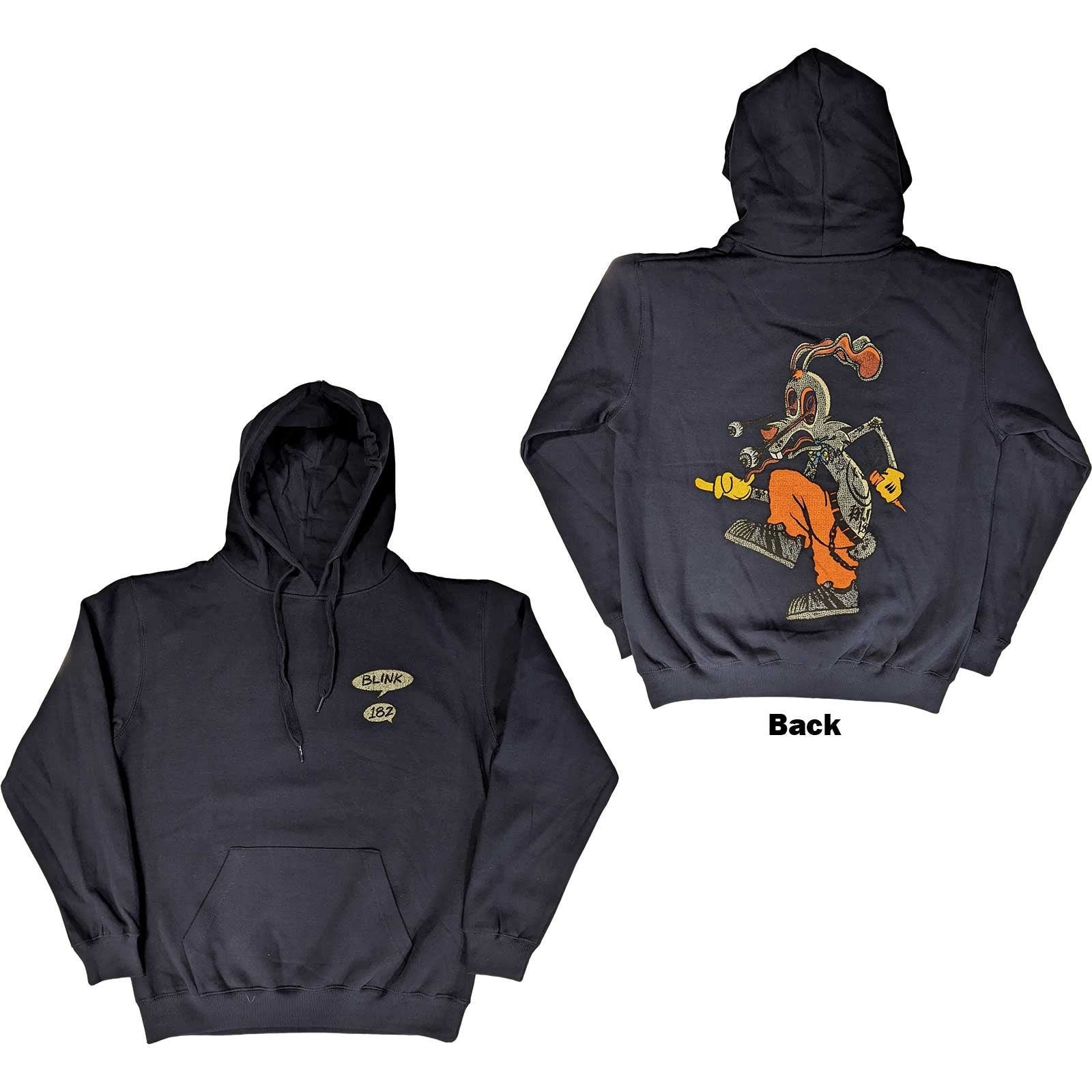 Blink 182 Unisex Pullover Hoodie - Roger Rabbit (Back Print)- Black Unisex Official Licensed Design - Worldwide Shipping - Jelly Frog