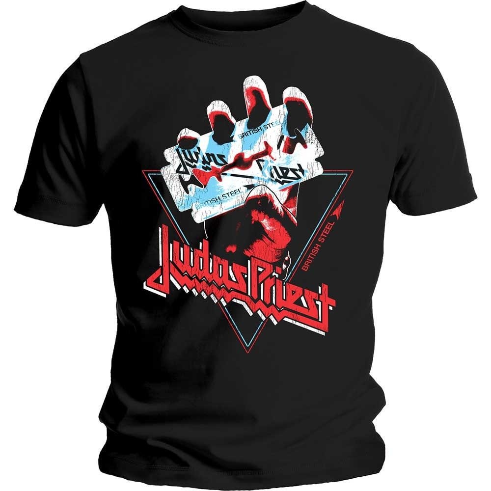 Judas Priest Adult T-Shirt - British Steel Hand Triangle - Official Licensed Design - Worldwide Shipping - Jelly Frog