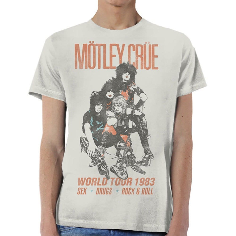Motley Crue T-Shirt -World Tour Vintage - Unisex Official Licensed Design - Worldwide Shipping - Jelly Frog